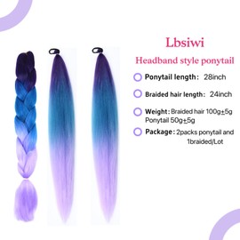 Lbsiwi Colored Hair Extensions for Kids Ponytail Extension with Colorful Tinsel Ponytail Extension Braids Crazy Hair Day (Purple Lake Blue Light Purple, Packs of 3)
