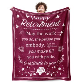 Retirement Gift for Woman, Best Funny Retired Gifts for Women, Retire Present for Women Mum Teacher Nurse Coworkers, Retirement Party Decorations Happy Retired Blankets 50x60 Inches Red