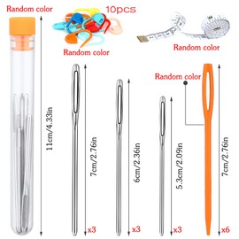 Knitting Tool Kit Knitting and Crochet Accessories Large Eye Blunt Needles Plastic Needles with Tape Measure Stitch Markers Storage Box for DIY Handmade Knitting and Sewing