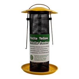 Songbird Essentials Finch Feeder, Petite Yellow Thistle Feeder for Wild Bird Feeding, Outdoor Garden Bird Feeder