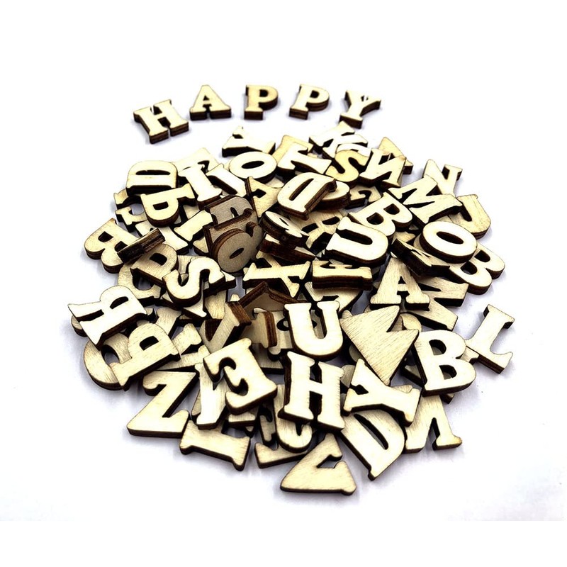 Aliotech 100Pcs 0.6inch Natural Wooden Letters for DIY Crafts