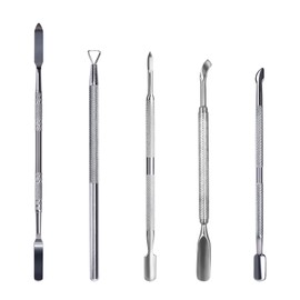 siyuwuro 5Pcs Cuticle Pusher Stainless Steel Cuticle Putter Nail Art Stirring Rod for Nail Polish Palette Cuticle Care Tools for Remove Cuticle Dead Skin, Manicure Pedicure