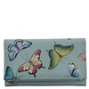 Anuschka Hand Painted Genuine Leather Clutch Wallet with Flap, Butterfly