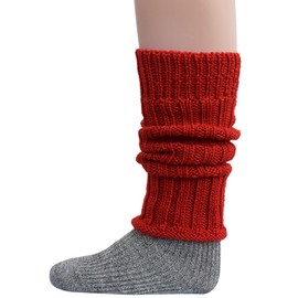 Hirsch Natur, Merino Children's Leg Warmers Chunky Knit 100% Virgin Wool (kbT), red, One Size