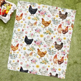 Shishiimo Chicken Flowers Blanket-Chicken Gift for Kids Men Women-Soft Flannel Lightweight Blanket for Sofa Bed Birthday Festival Camping Outdoors 40"x50" for Kids Children