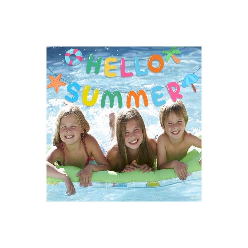 Cartel de "Hello Summer", decoraciones de fiesta de verano