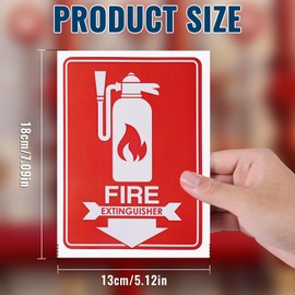 6pcs Fire Extinguisher Signs, 5.12x7.09 Inch Waterproof Fire Extinguisher Sticker with Down Arrow Self-Adhesive Decal for Business Office Home and Outdoor