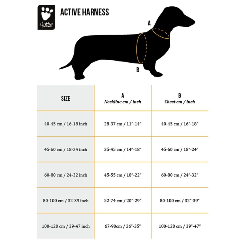 Hurtta Active Dog Harness, Raven, 39-47 in