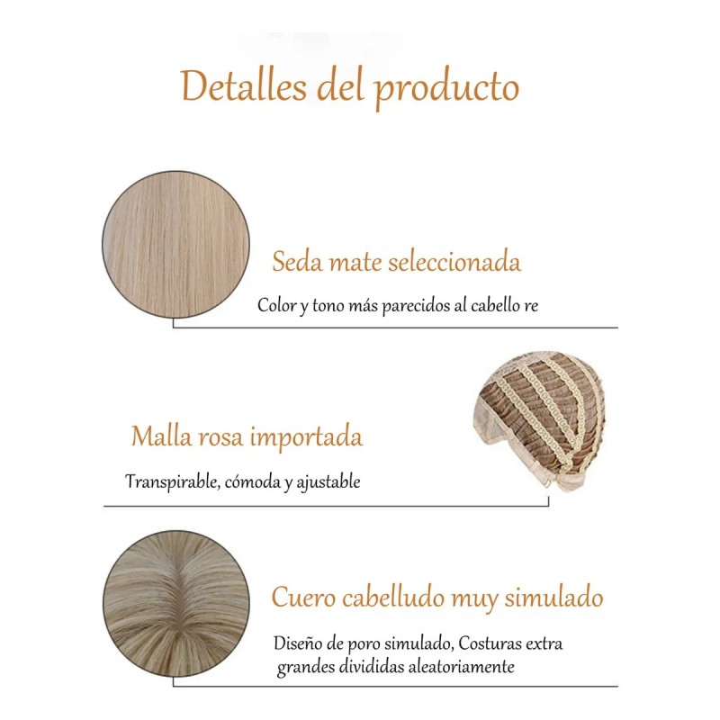 Peluca Rubia Natural Larga Pelo Liso Cosplay Mujer Dama