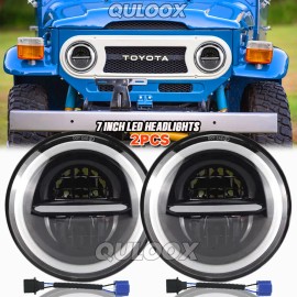 QULOOX 7inch Round LED Headlights Hi/Lo Sealed Beam For Toyota Land Cruiser 1979-1987