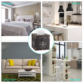 BTSKY Wooden + PU Retro Household Office Cube Square Tissue Holder Box Cover Napkin Holder, Elegant and Stylish Home Decoration (Dark Brown)