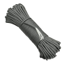 DonDon 30 Metre Long Fabric Ribbon, Nylon Cord, Paracord Rope, Survival Webbing for Crafts and Outdoor Camping Activities, 4 mm – 7 Strands, grey