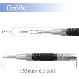 Mesee Self-Striking Punch, Automatic Hole Punch, 6.1 Inch Length Spring-Loaded Grain, Automatic Grain, Spring Loaded Centre Punch, Window Puncher for Metal, Wood, Glass and Thin Steel Sheets