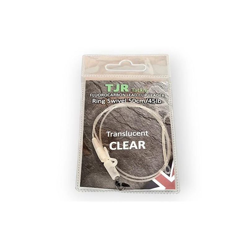 Twin pack 50cm fluorocarbon carp Leaders Carp safety lead Clips