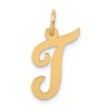 10k Gold Medium Script Letter T Initial Charm - Charm