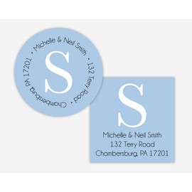 Initial Return Address Stickers, Round Address Labels, Wedding Invitation Return Address Stickers (#461-SS)