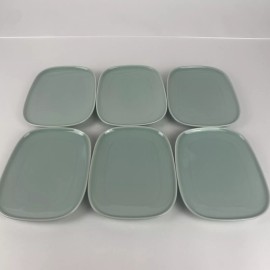 Lot of 6 DELTA AIRLINES ALESSI Large Asian Ceramic Plate 6.5" x 5.5" Green NEW
