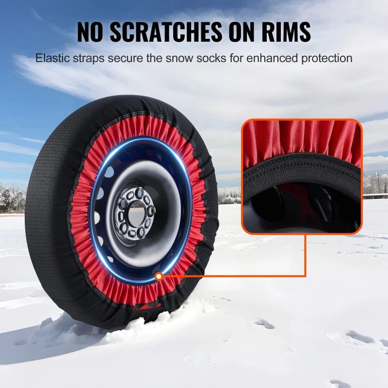 KFFKFF Automotive Snow Socks for Tires, Winter Traction Covers for