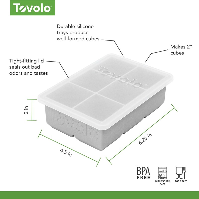 Tovolo Large 2” King Cube Ice Tray with Lid Oyster