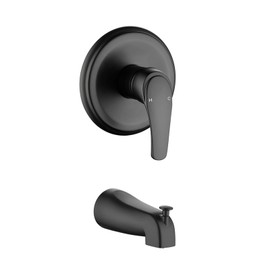Shower Valve Trim Kit with Tub Spout Matte Black Tub Shower Rough-In Mixer Valve Bathroom Trim Kit