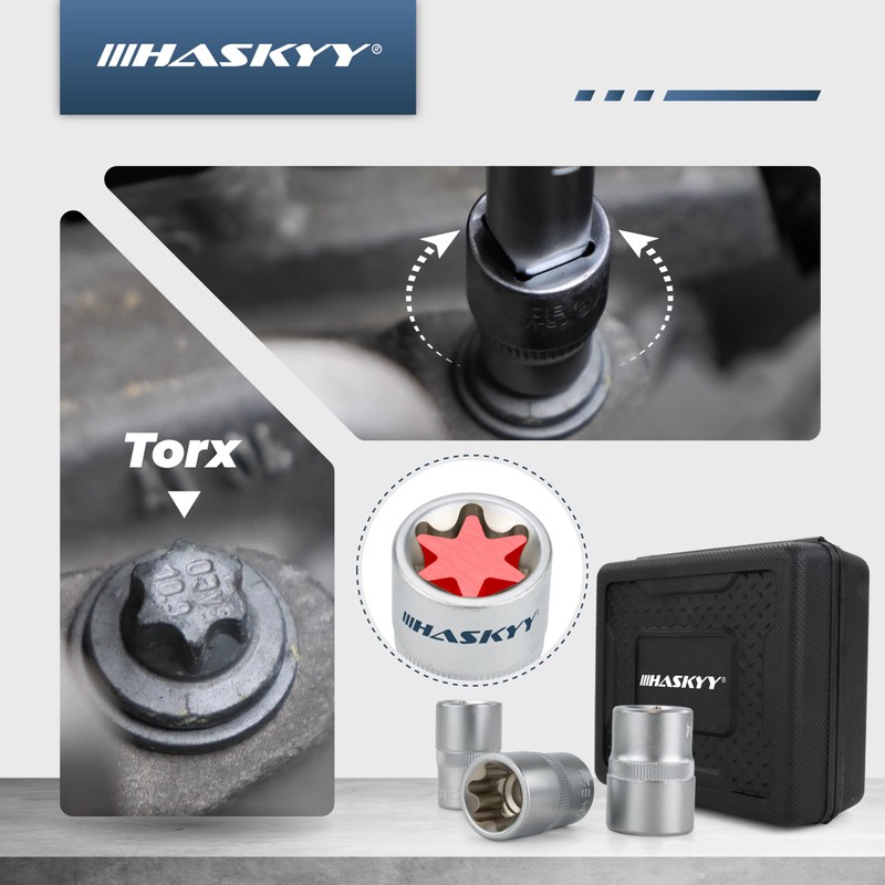 HASKYY Torx Socket Set 14-Piece E-Profile External Torx Socket Spanner