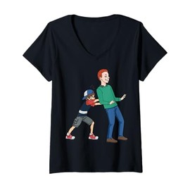 Womens Cartoon Characters Playing Fun Illustration For Kids V-Neck T-Shirt