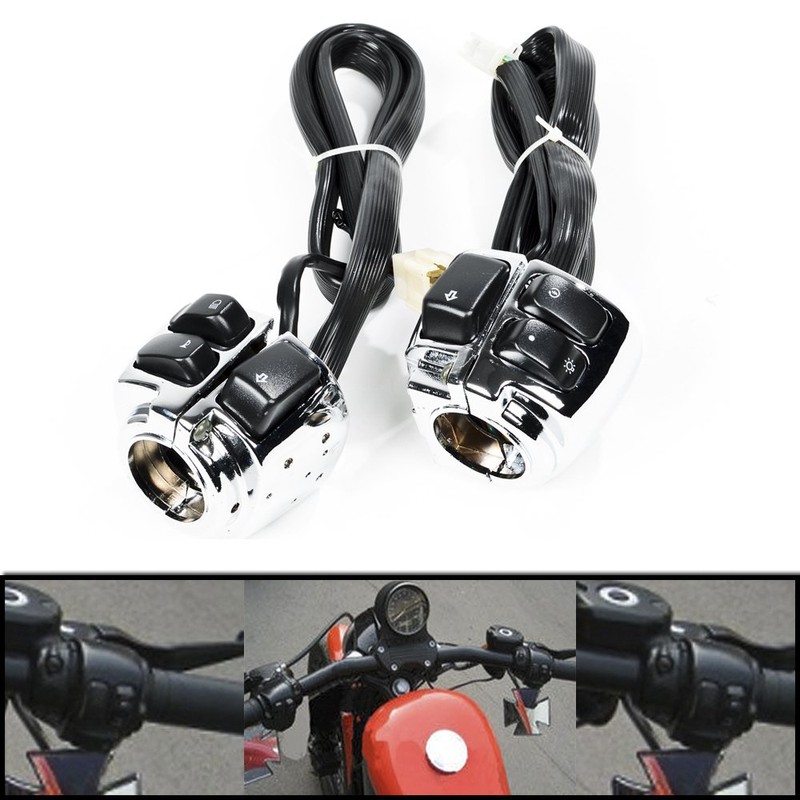Chrome Motorcycle Handlebar Switch, 1 Pair Motorcycle Handlebar Switch Control