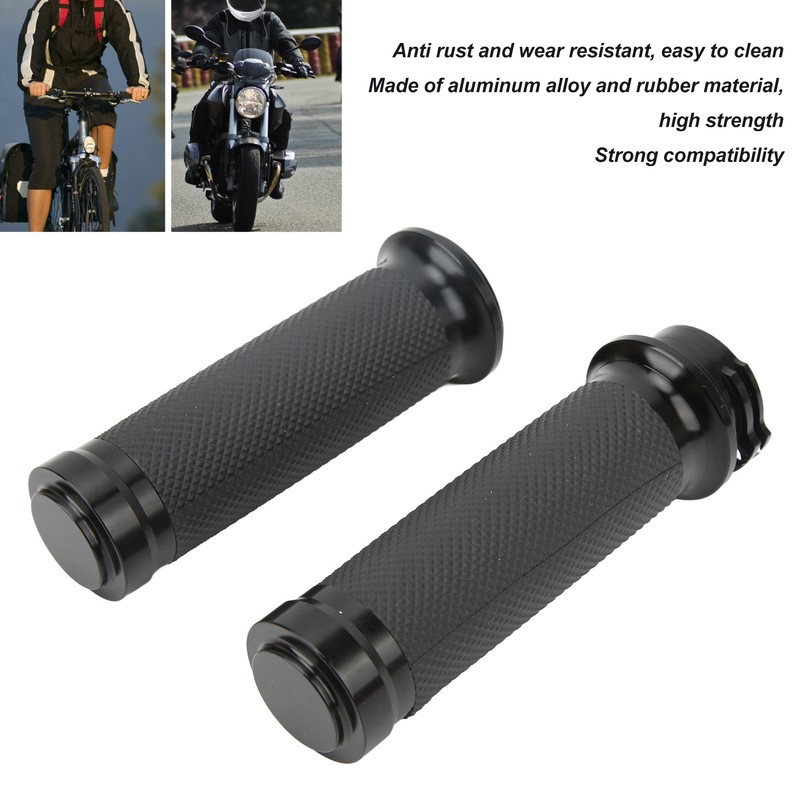 1 Pair 25mm Motocycle Handlebar Grips Black Comfortable Grasp Anodized