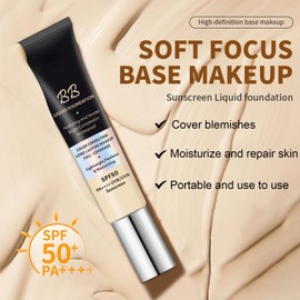 ARCHIDATE BB Cream with SPF 50, Waterproof Long Lasting Full Coverage Fine Line, Redness and Dark Circles, Hide Pores, Evens Skin Tone, Lightweight Hydrating BB Cream for All Skin Types (Natural)