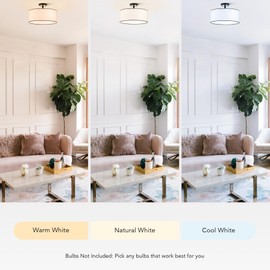 VONLUCE Semi Flush Mount Ceiling Light, 18" Ceiling Light Fixture with Diffused Shaped, Modern Light Fixture for Bedroom Living Room Entryway Hallway, White Shade & Black Finish