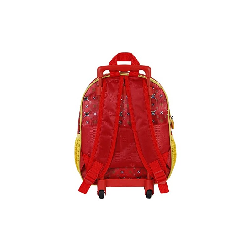 One Piece Luffy-Small 3D Backpack with Wheels, Red, 13 x