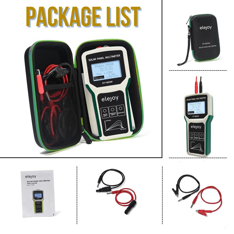 EY1800W Solar Panel Tester, DC/AC Solar Power Meter, Photovoltaic Panel