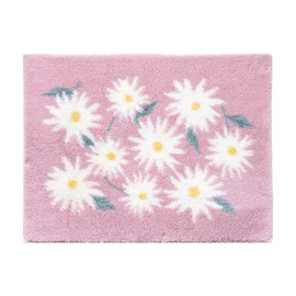 OKA Easy Dry Pure Daisy Bath Mat, Approx. 17.7 x 23.6 inches (45 x 60 cm), Pink (Water Absorbent, Quick Drying, Anti-bacterial, Deodorized)