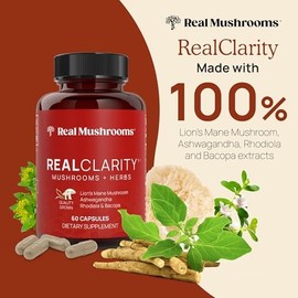 RealClarity (60ct), Lions Mane (120ct) & 5 Defenders (90ct) Capsules Bundle - Mushroom Supplement for Cognitive Health & Immune Support
