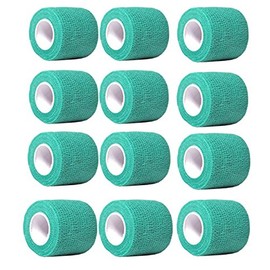 Self-Adherent Stretch Cohesive Athletic Tape Wrap Bandage 2 inches by 6 yards (Pack of 12) by Aguaton (Green)