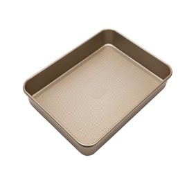 Kitchen Details Pro Series Baking Pan | Dimensions: 15.4” x 11.5” x 2” | Nonstick | Textured Diamond Base | Even Heating | Easy Clean | Safe up to 500 degrees | Gold