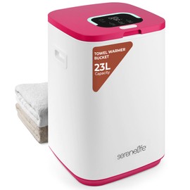 SereneLife Towel Warmers for Bathroom, 23L Luxury Heater, Blanket Warmer Bucket, LED Display, Up to 24 Hours Delay, 3 Heating Modes and Child Lock for Oversize Bathrobes PJ's and More (Pink)