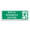 Exit for emergency use only Sign, 1mm Rigid Plastic 42x15cm,
