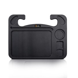 EcoNour 4 in 1 Car Steering Wheel Tray - 2023 Upgraded with Dual Sauce Dip Holder and Tablet Holder | Spacious Steering Wheel Desk for Food and Laptop | Car Steering Wheel Accessories