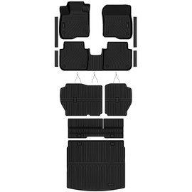 Auxko All Weather Floor Mats Upper Cargo Mat with Backrest Mat & Door Sill Protector for 2023-2026 Honda CRV TPE Liners Accessories Guard Odorless Anti-Slip Floor Trunk Liner with Back Seat Protectors