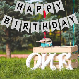 Happy Birthday Banner Silver, Thick Fabric Pre-strung Glitter Silver Birthday Sign for Birthday Party Decorations supplies