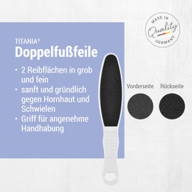 TITANIA Double Foot File (Coarse & Fine) • Double-Sided Callus File • Ergonomic Foot File • Effective Callus Rasp Foot • Made in Germany • Foot File (23 cm)