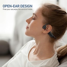 Auriculares de conducción ósea Bluetooth 5.4 Auriculares abiertos con micrófono, auriculares inalámbricos, auriculares deportivos de 12 horas de repro