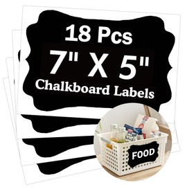 5 x 7 Inch Large Chalkboard Labels Stickers for Storage Bins Vinyl Reusable Chalk Label for Mason Jars,Blackboard Sticker for DIY Food Containers Pantry Glass Bottles18 Pcs