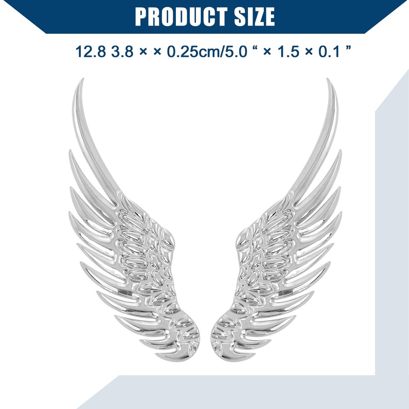 Hihaha Alloy Angel Wings Badge Stickers/Outer for Car Motorcycle/Durable/Silver Tone