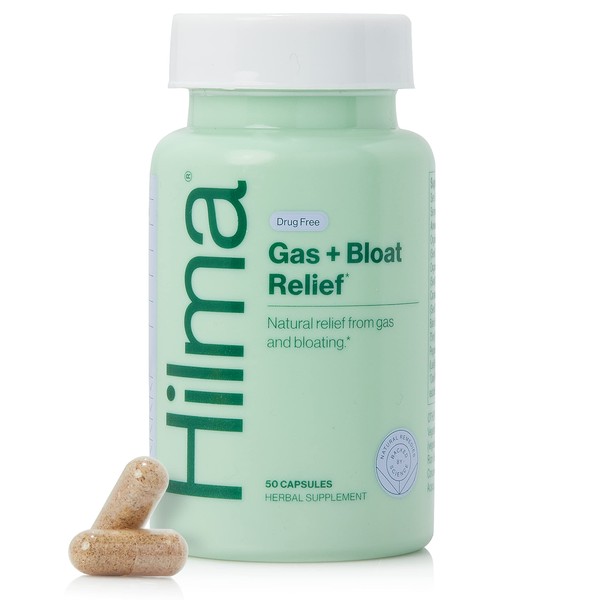 Hilma Natural Gas & Bloating Relief - with Lemon Balm, Fennel & Peppermint Leaf - Doctor Formulated with Clinically Proven, Organic Ingredients - 50 Vegan Capsules…