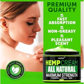 Natural Hemp Cream - Maximum Strength Gel - Hemp Cream with Arnica, MSM, Glucosamine, Menthol, Aloe, Turmeric, Boswellia - Fast Absorption, Non-Greasy, Lightweight - Advanced Formula - 4 oz