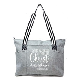 Inspirational Gifts for Women - Large Zippered Bible Tote Bags for Women - Great Spiritual Gift Idea for Female Friends Birthday, Easter, Mother's Day - Perfect for Church, Work, Scripture Bible Study