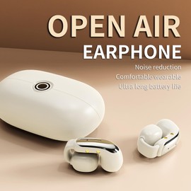 Lila Open Ear Earbuds Kopfhörer kabellos Bluetooth 5.4 Ear Clip Air Bone Conduction Wireless Headphones Bluetooth Kopfhörer mit Ohrclip Luftleitung Knochenschall Sportkopfhörer für Laufen Radfahren