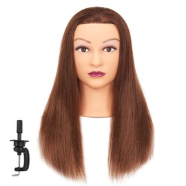 Mannequin Head 20"-22" 100% Human Hair Hairdresser Training Head Mannequin Doll Head Cosmetology Manikin Training Head Hair for Practice Cutting Braiding with Free Clamp Holder 92022LB0414